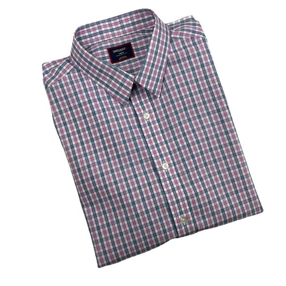 UNTUCKit  Mens Long Sleeve Button Up Plaid Check Shirt Blue Pink-L - Picture 1 of 11